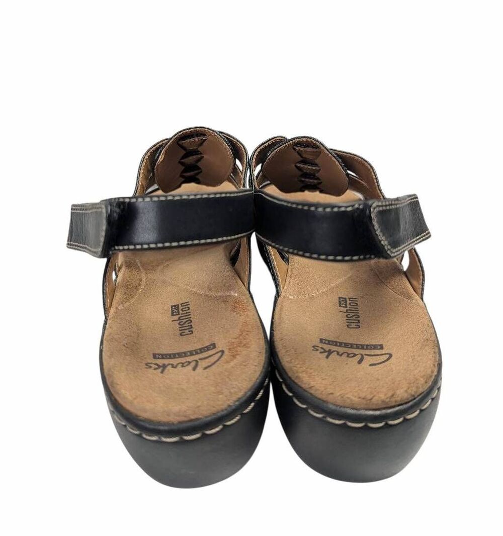 Clarks Black Leather Delana Maloren strappy comfort slingback sandals womens 9.5 - Picture 5 of 7